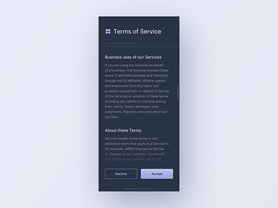 UI Daily, #089 – Terms of Service app dailyui design terms of service ui uidaily ux