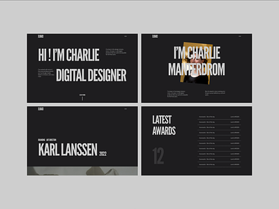 CHARLIE - Portfolio Website Layout dark designer portfolio figma grotesk font minimal modern personal website portfolio ui ui design website website ui