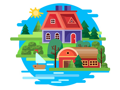 Island houses concept design flat house illustraion illustration art illustrator island vector