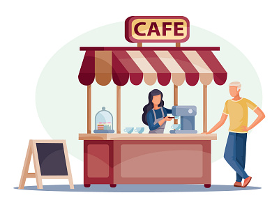 Cafe art business character concept design flat illustration illustrator people vector