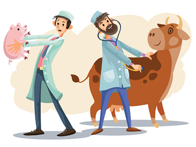 Veterinarians animal art character concept design flat illustration illustrator people pet vector