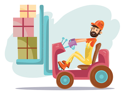 forklift art business character concept design flat illustration illustrator people vector