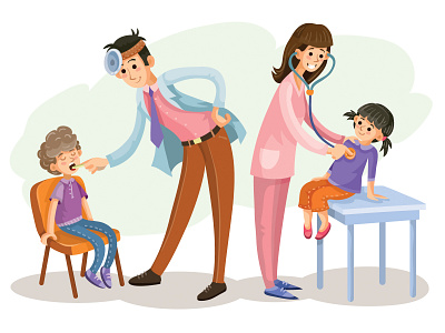 medical checkup art character design flat illustration illustrator kids medicine people vector