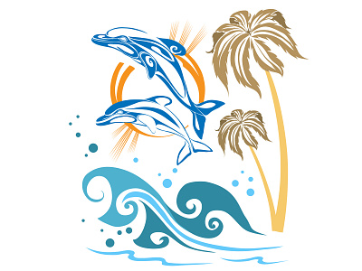 Dolphins animals art concept design graphic illustration illustrator see vector