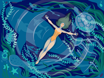 ocean animal art character concept design flat illustration illustrator people vector