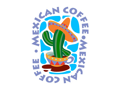 Mexican coffee art business character concept design flat illustration illustrator logo vector