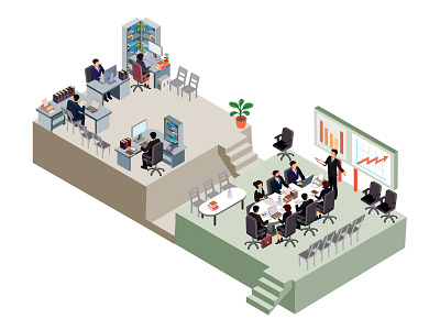 Office work art business concept design flat illustration illustrator infographics isometric people vector