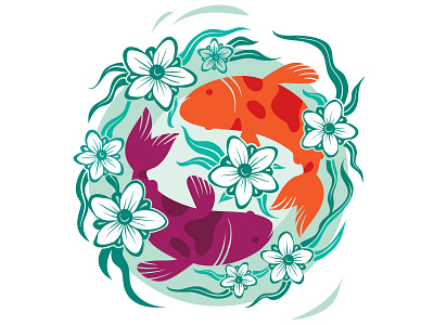 Fish in Pond art concept design flat illustration illustrator logo vector