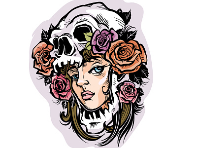 Girlskull art branding character concept design flat illustration illustrator people tattoo vector