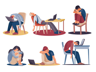 Tired People art business character concept flat illustration illustrator people set vector