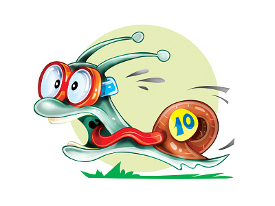 Speed snail art cartoon character concept illustration illustrator vector