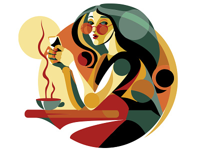 Girl with Smartphone art character coffee house design girl illustration illustrator vector vector art