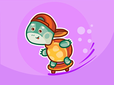 Turtle on a Skateboard cartoon logo character character design cute character design illustration illustrative logo illustrator logo mascot mascot logo vector