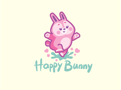 Happy Bunny branding bunny character cute animal cute logo illustration illustrative logo illustrator logo mascot logo vector