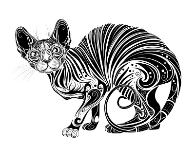 Cat Sphinx black cat drawing graphics print tatoo