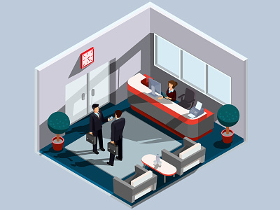 Office. Made for studio VectorPocket. art business design illustration infographics isometric office reception room vector
