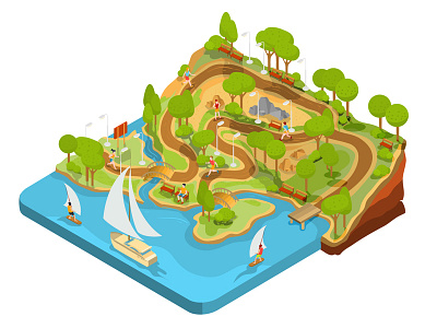 Map Of Park art design illustration infographics isometric map nature park plan project recreation scheme vector