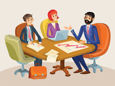 Meeting In Office. art business business center cartoon colleagues design flat illustration illustrator infographics manager meeting planning sales strategy