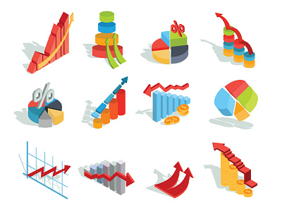 Finance Icons art business design finance icon icons illustration illustrator infographics isometric set statistics vector