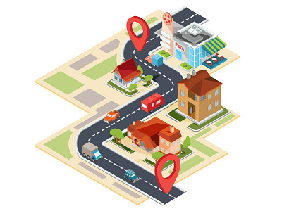Route Map art car concept design direction icon illustration illustrator infographics isometric map navigation road route vector