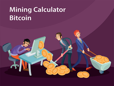 Bitcoin Mining Calculator art bank bitcoin business calculator character concept conversion currency design finance flat illustration illustrator manager mining vector