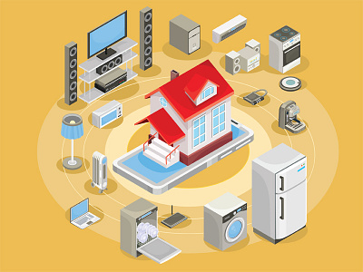 Smart House art business communication concept design home home appliances illustration illustrator infographics isometric management set vector virtuality