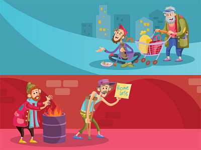 Homeless art character concept design flat illustration illustrator infographics people vector