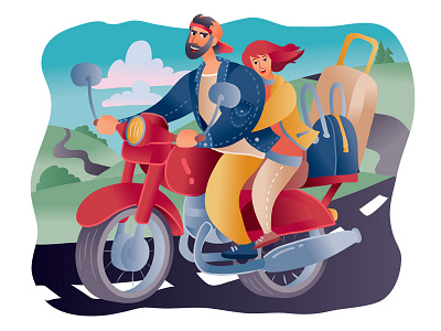 Trip art car character concept design flat illustration illustrator people vector