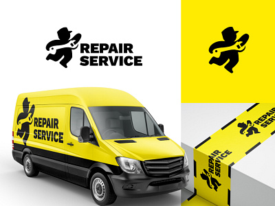 Repair Service Logotype brand branding design graphic design illustration logo logo design logotype negative space repair service vector