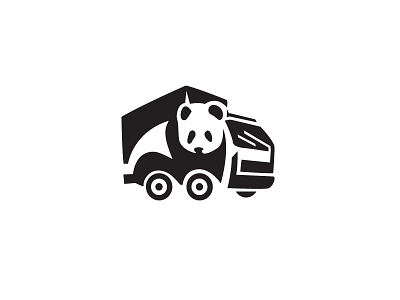 Panda Man and Truck AU bear logo logotype negative space panda truck