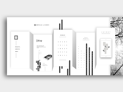 Horizontal black bnw design layout perspective portfolio site typography ui ux website white
