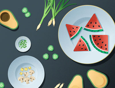 Food flat food illustration noise vector watermelon