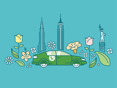 Earth Day illustration earth day earth month flowers illustration line art new york new york city nyc vector zipcar