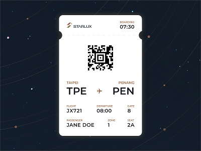 Boarding Pass airlines boarding pass daily ui dailyui design outer space penang starlux airlines taipei travel ui ui challenge universe