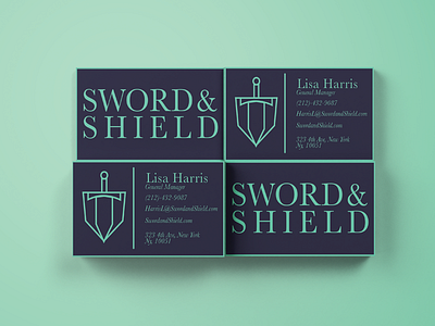 Sword & Shield Business Cards branding defense graphic design logo swordshield thirty logos