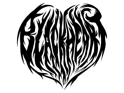 Blackheart black metal lettering metal vector