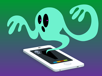 Phone Ghost coffin creepy dead ghost ghoul illustration phone skull vector