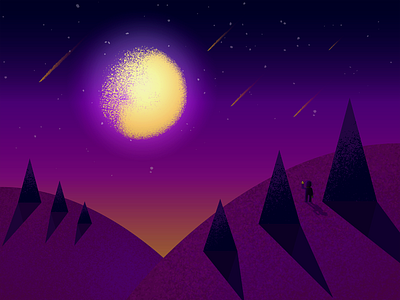 Moon Light adobe illustrator adobe photoshop africa design gradient color illustration kenya landscape moon moonlight shooting stars vector