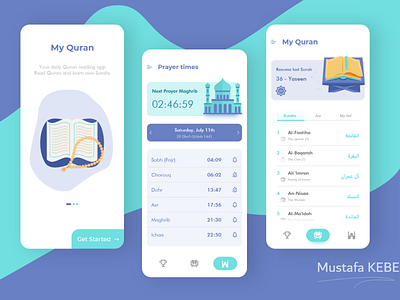 Quran reading app adobe xd app branding design icon iphone x logo ui ux