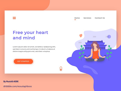 Yoga Landing Page Concept adobe xd app clean design flat illustration landing page ui ux vector web website