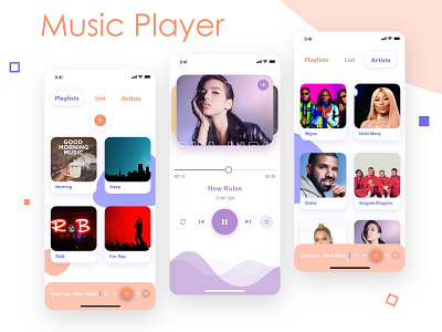 Music player concept adobe xd app apple clean design flat icon illustration iphone x minimal typography ui ux vector web website