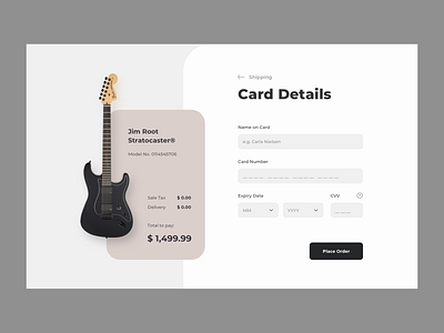 Daily UI #2: Credit Card Checkout card checkout checkout form credit card dailyui dailyuichallenge guitar guitars music order payment payment form product page purchase ui design web website website design