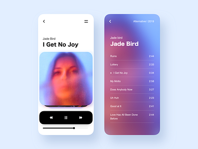 Daily UI #9: Music Player album app app concept app design artist blur cards cards stack dailyui dailyuichallenge gradient mobile music music player player purple song stack ui ui design