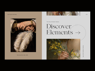 Daily UI #10: Elements in Art Landing art dailyui dailyuichallenge exhibition gallery hand landing page museum serif typography ui web web design website