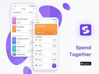 Spend Together - Behance presentation app app concept app design app interface app ui application ui budgeting debts management design finance finance app financial app ios app money app share expenses spend together split split bills ui ux