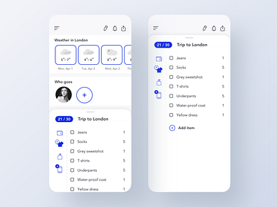 Packing App app app concept app design app interface application application ui blue invite ios light list london notifications pack packing list rich blue share ui ui design ux