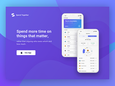 Spend Together Landing app app design application application ui debts management finance finance app ios landing landing design landing page landing page design split split bills ui ui design ux web web design website