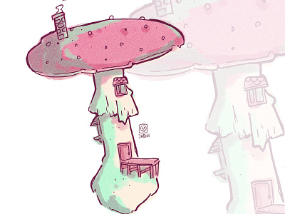 fungi box fungi house illustration illustrations mushroom
