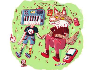 Love machine boys illustration keyboard love music piano synthe wolf
