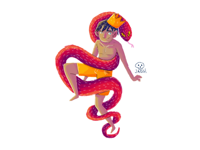 Snakeskin boy doodle illustration king snake